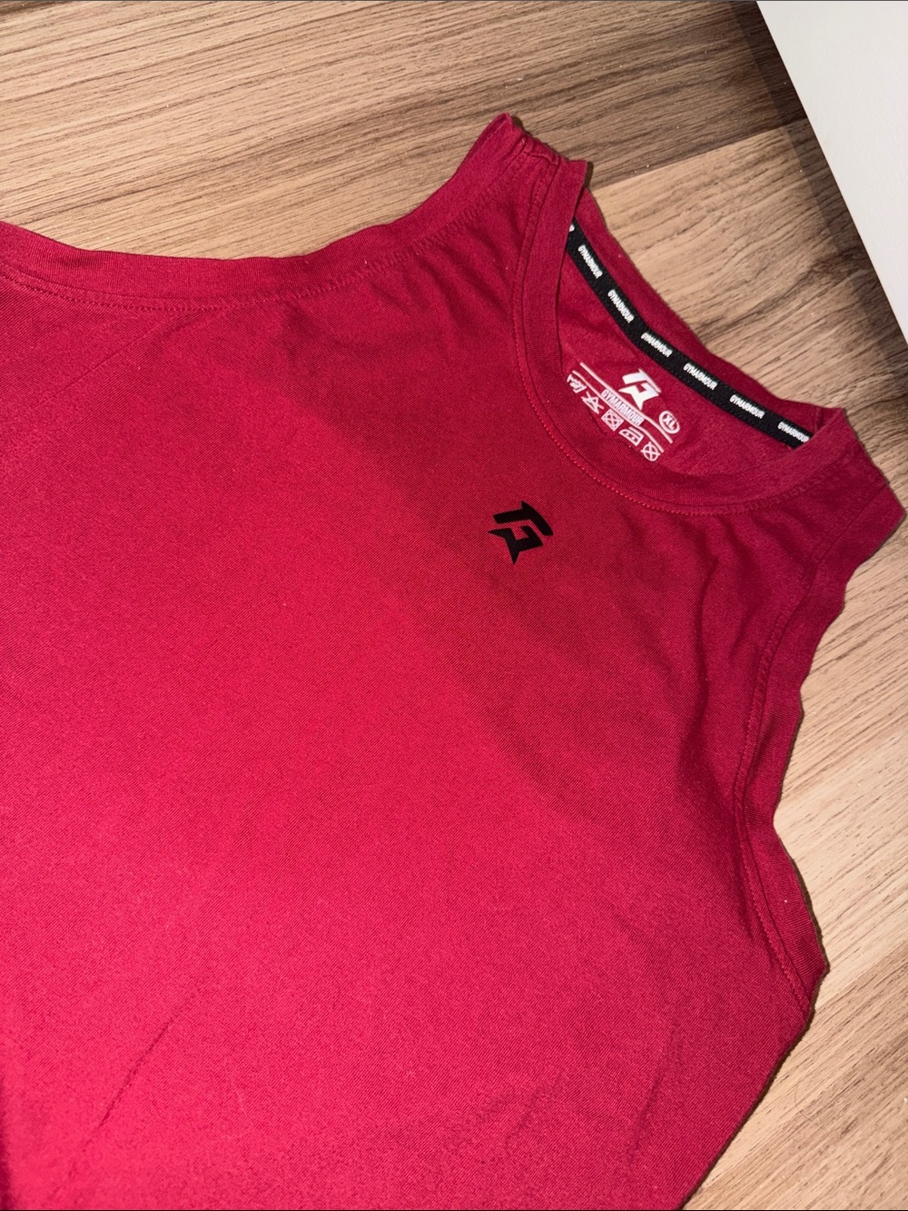 F&F Bright Red Sleeveless Tank Top with Black Logo